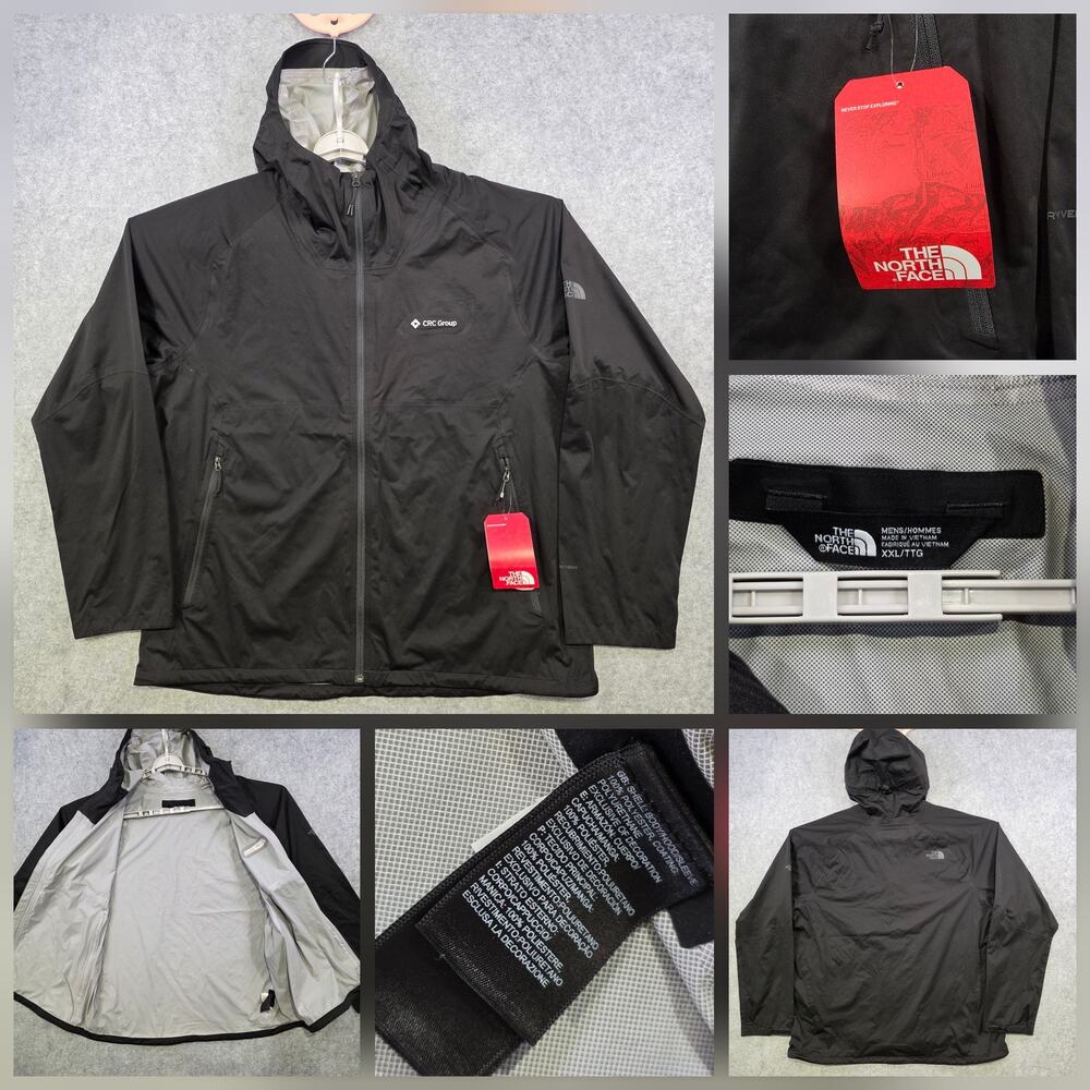 The North Face All Weather Jacket Mens 2XL Black DryVent Hooded Hike Waterproof